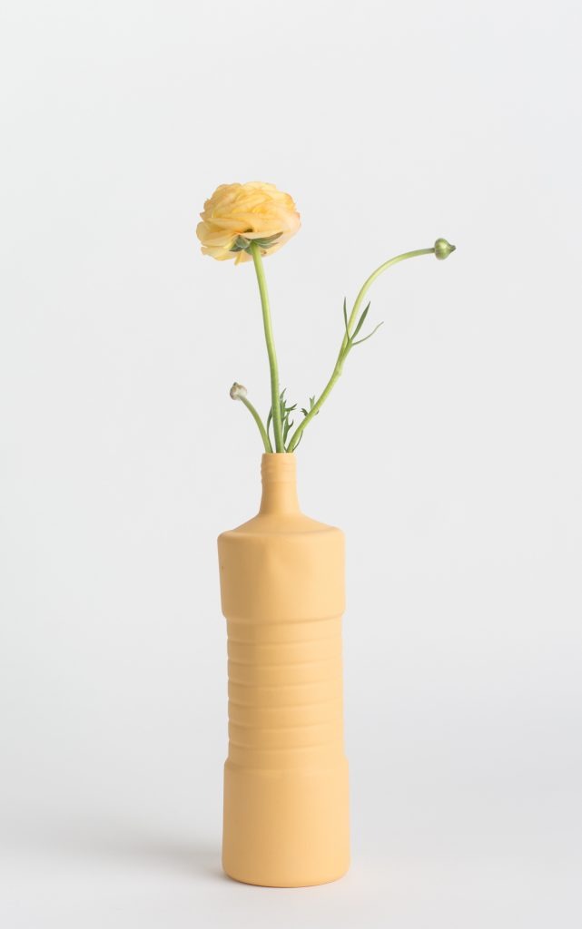 bottle vase #5 warm yellow with flower