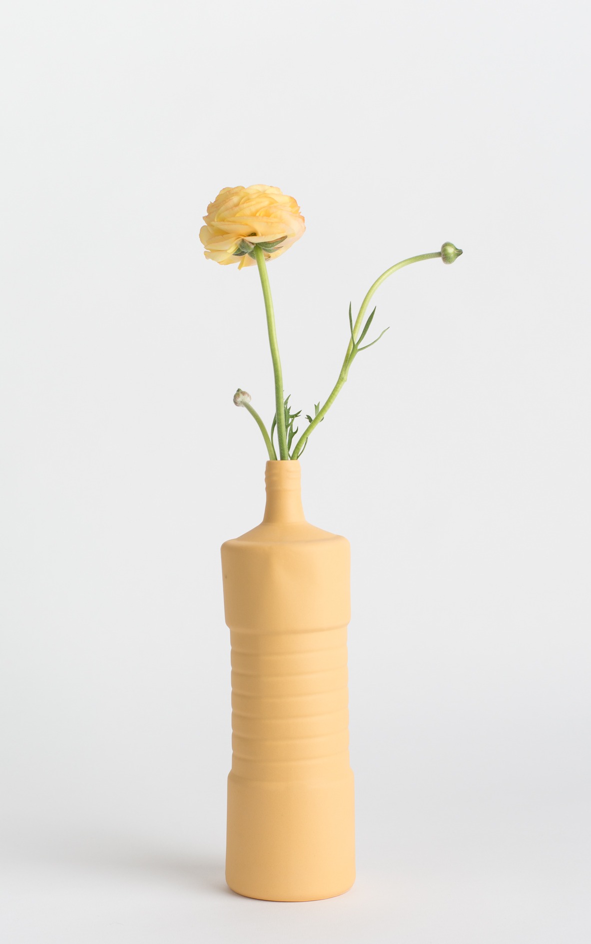 bottle vase #5 warm yellow with flower