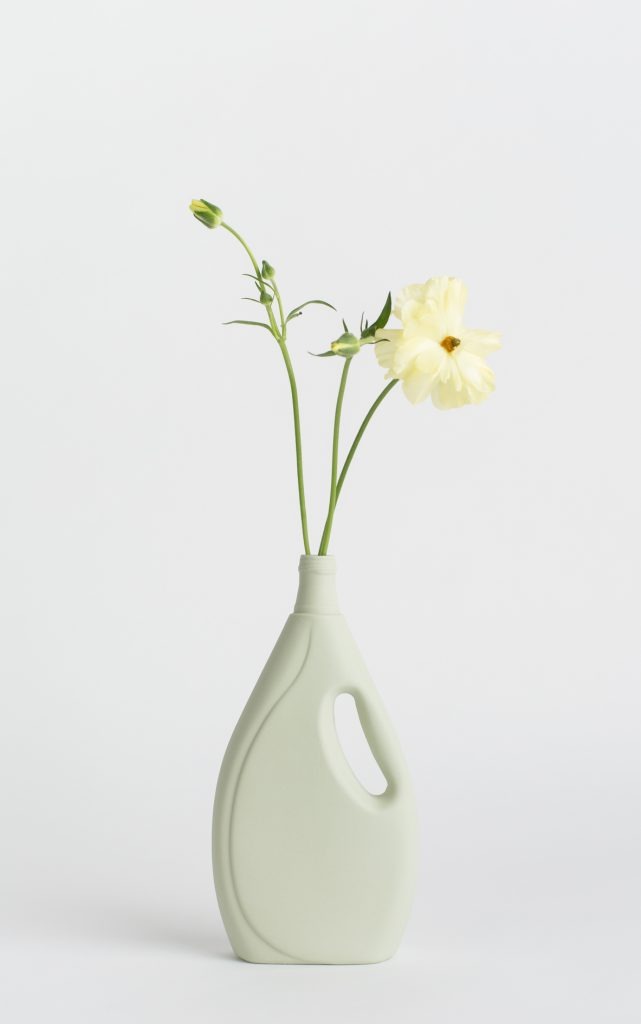 bottle vase #7 old green with flower
