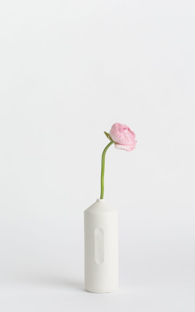 bottle vase #2 white with flower