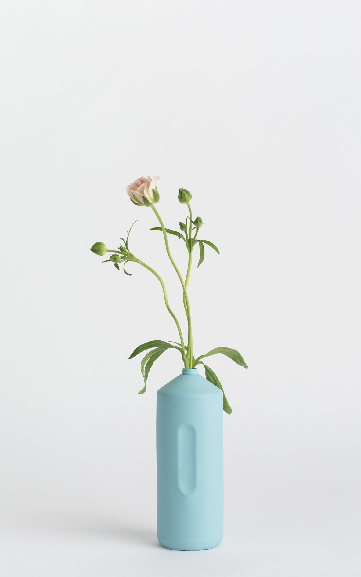 bottle vase #2 light blue with flower