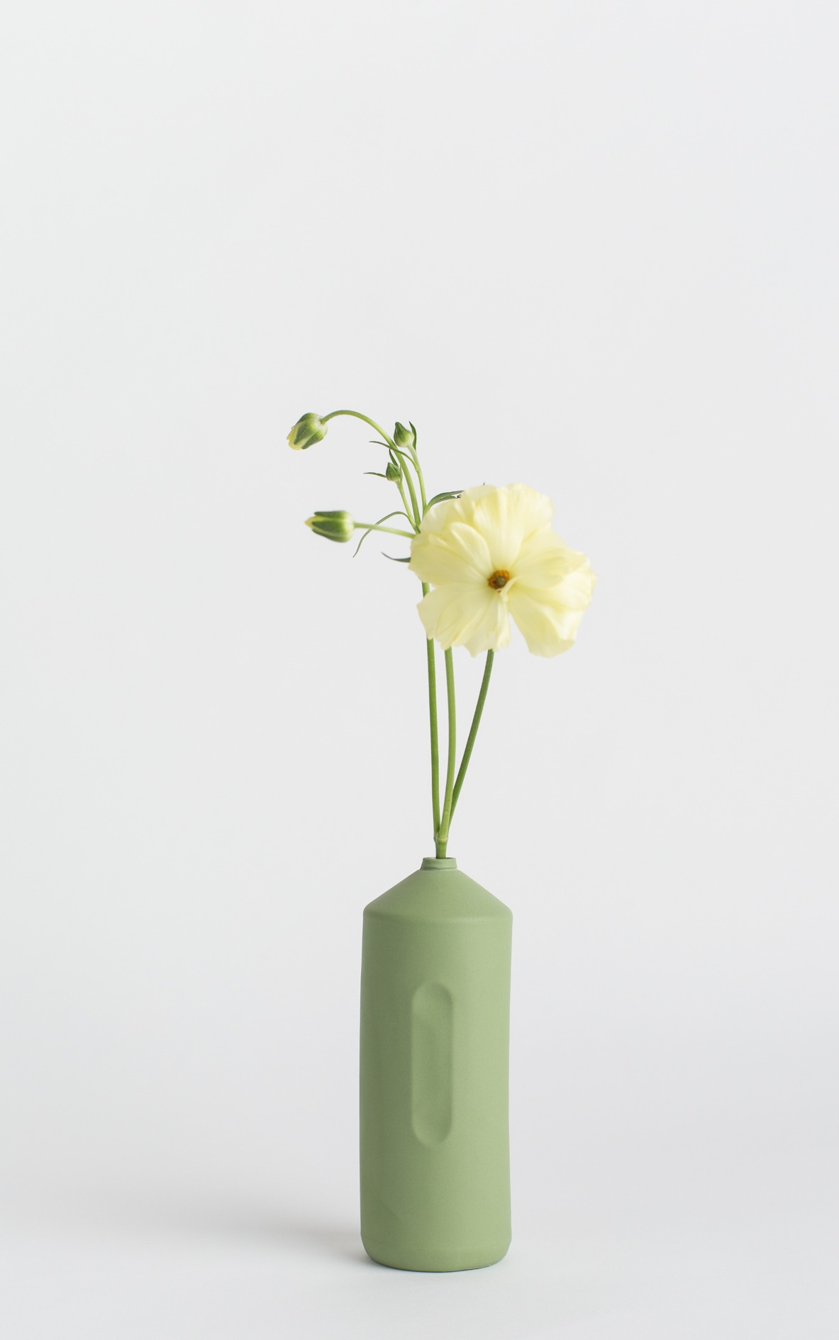 bottle vase #2 dark green with flower