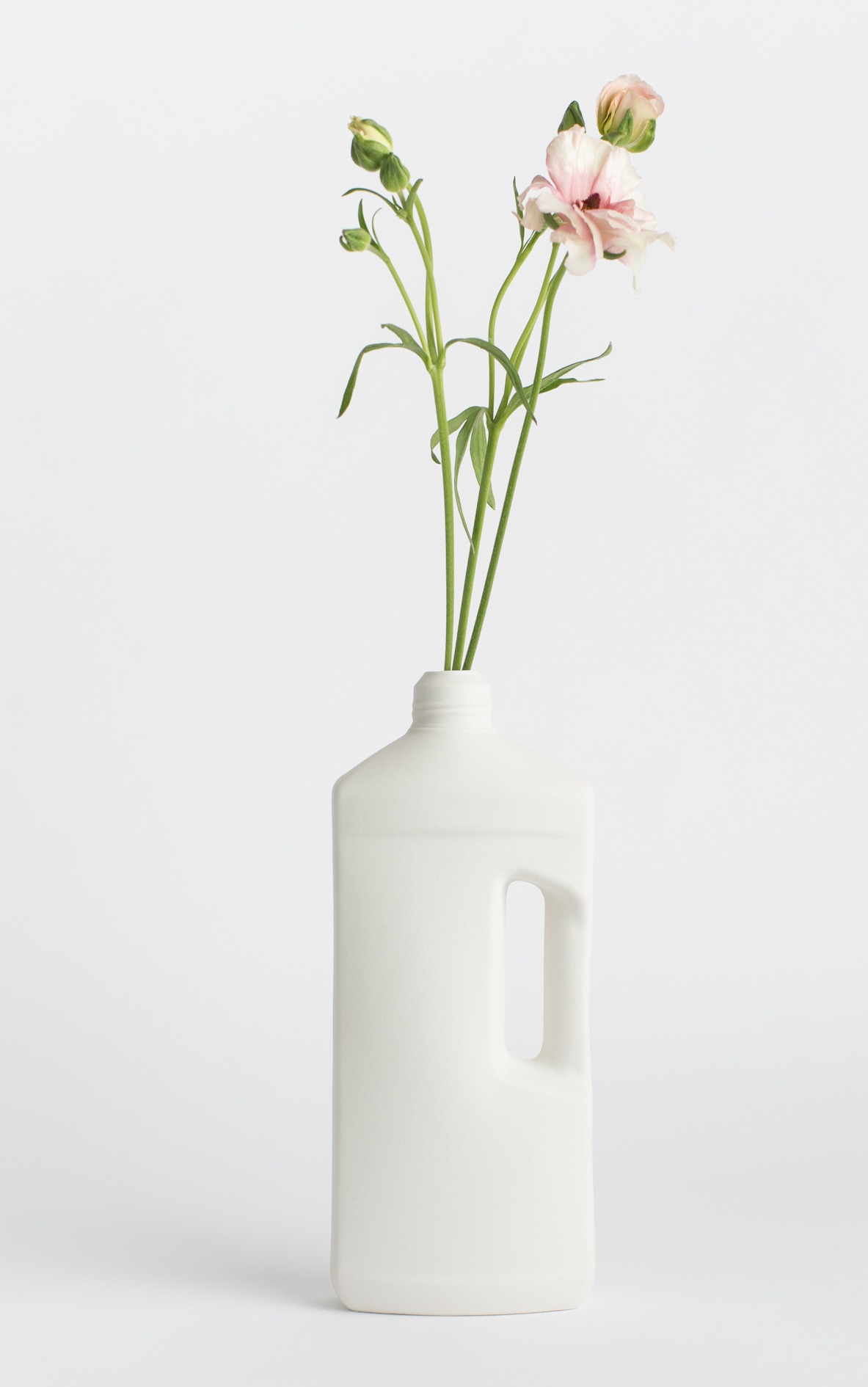 bottle vase #3 white with flower