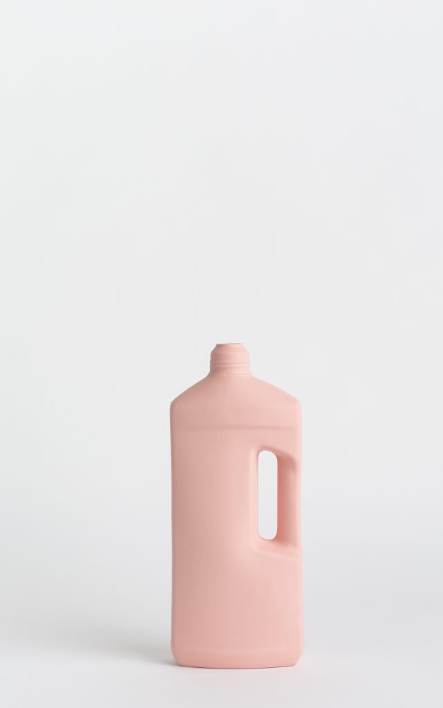bottle vase #3 rose pink with flower