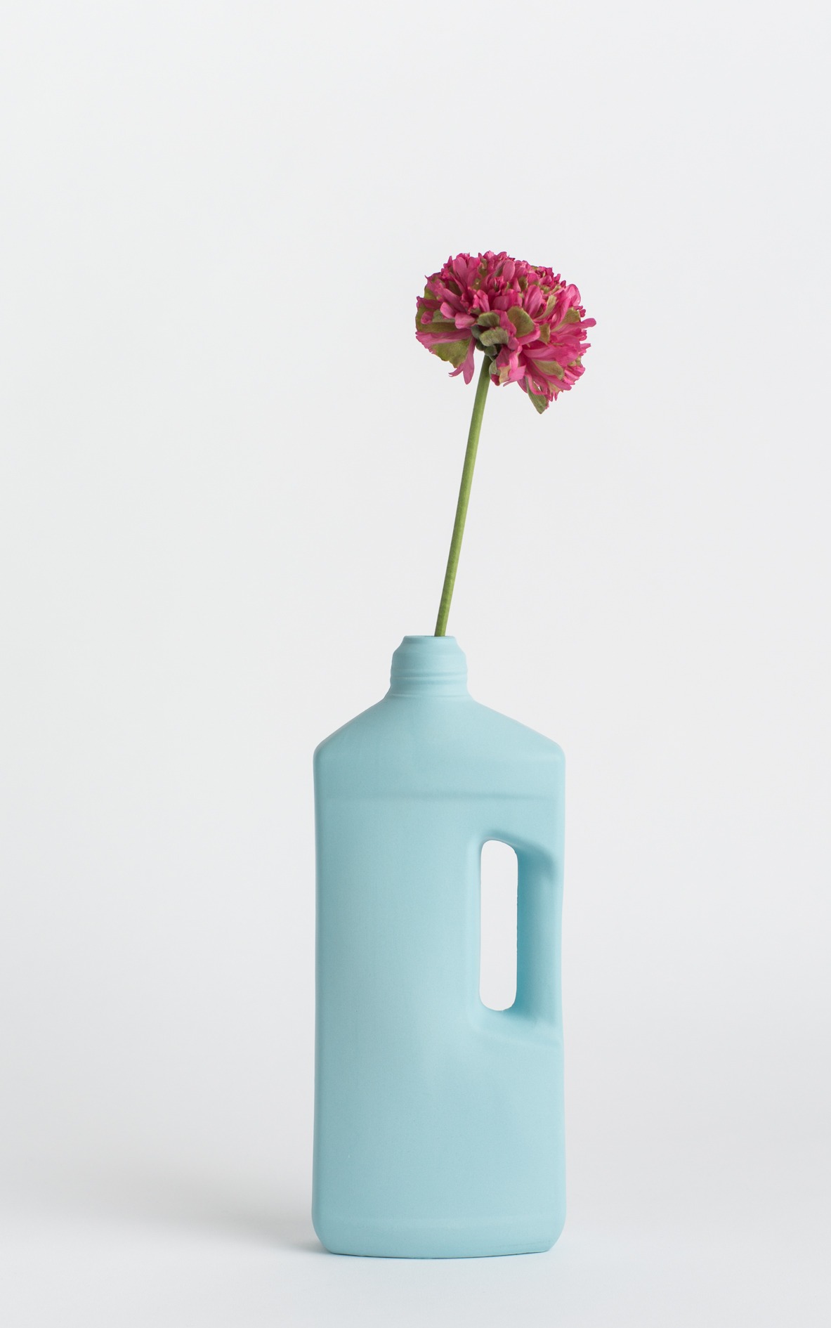 bottle vase #3 light blue with flower