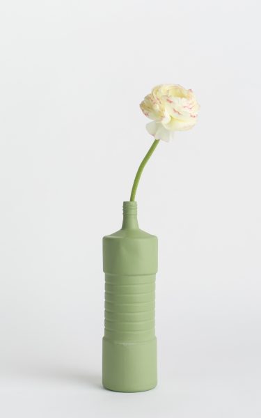 bottle vase #5 dark green with flower