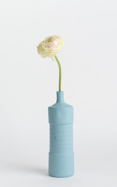 bottle vase #5 light blue with flower