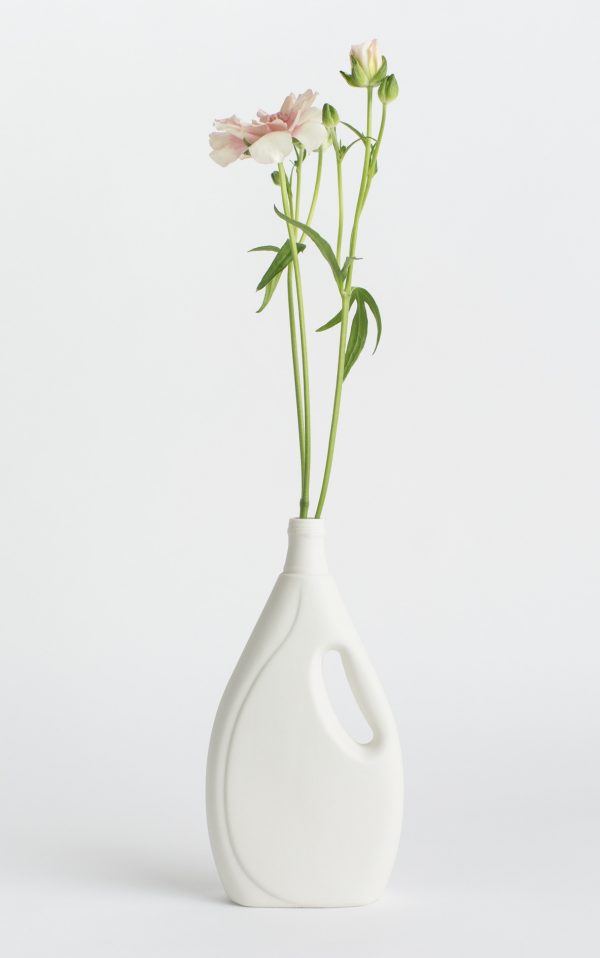 bottle vase #7 white with flower