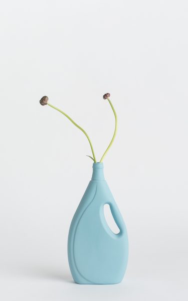 bottle vase #7 light blue with flower