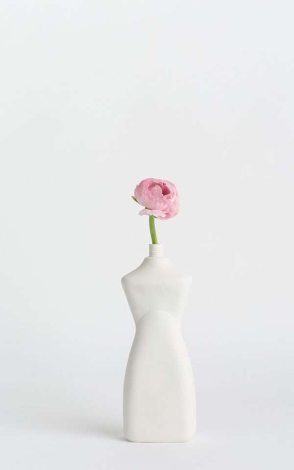 bottle vase #8 white with flower