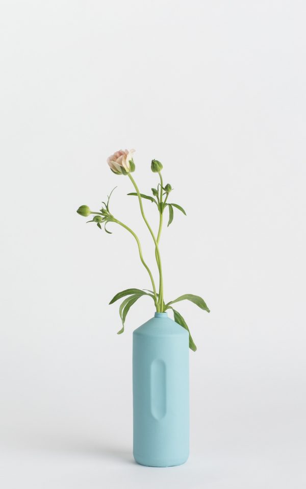bottle vase #2 light blue with flower