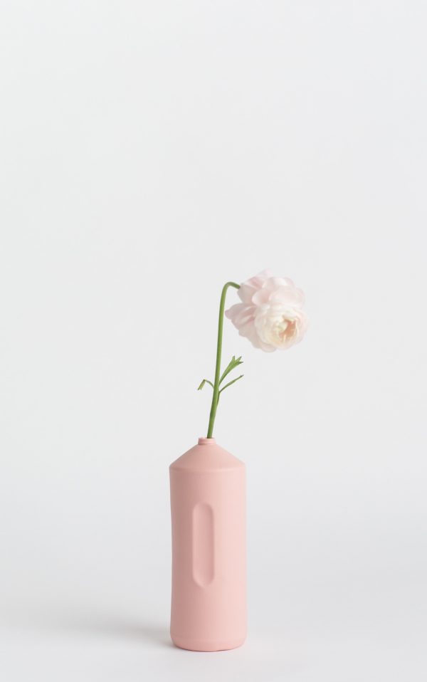 bottle vase #2 rose pink with flower