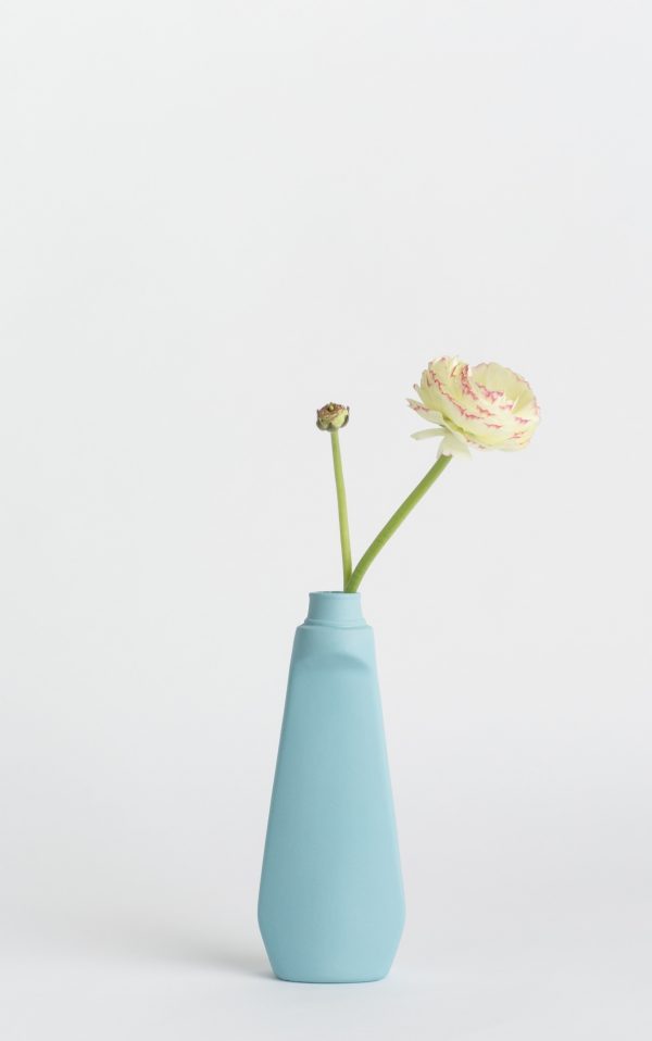 bottle vase #4 light blue with flower