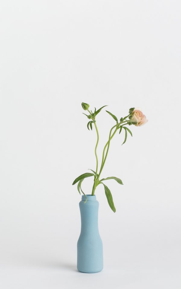 bottle vase #6 dark blue with flower