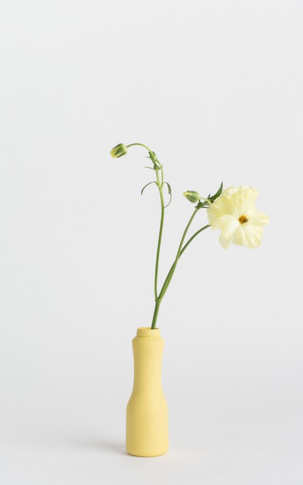 bottle vase #6 warm yellow with flower