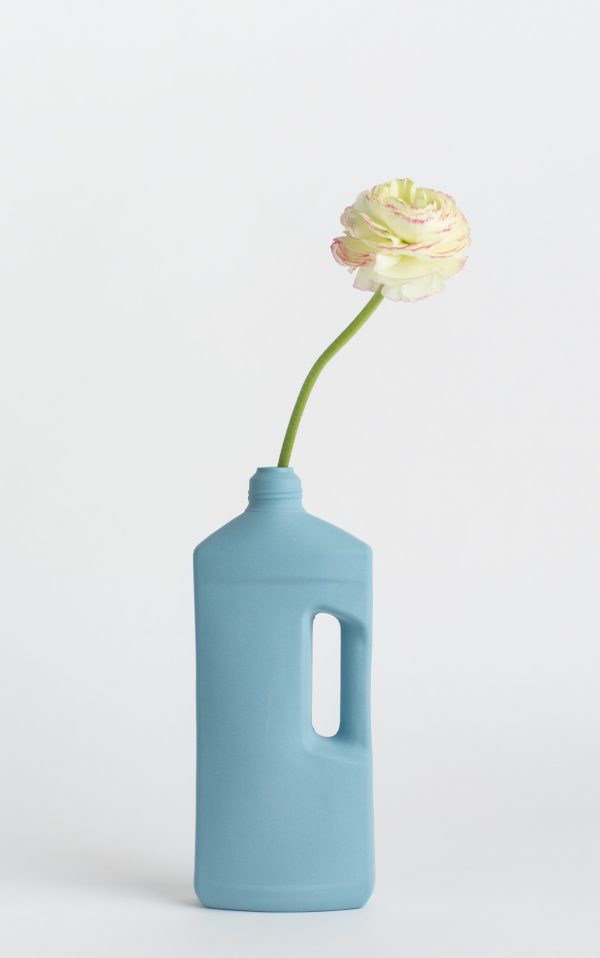 bottle vase #3 dark blue with flower